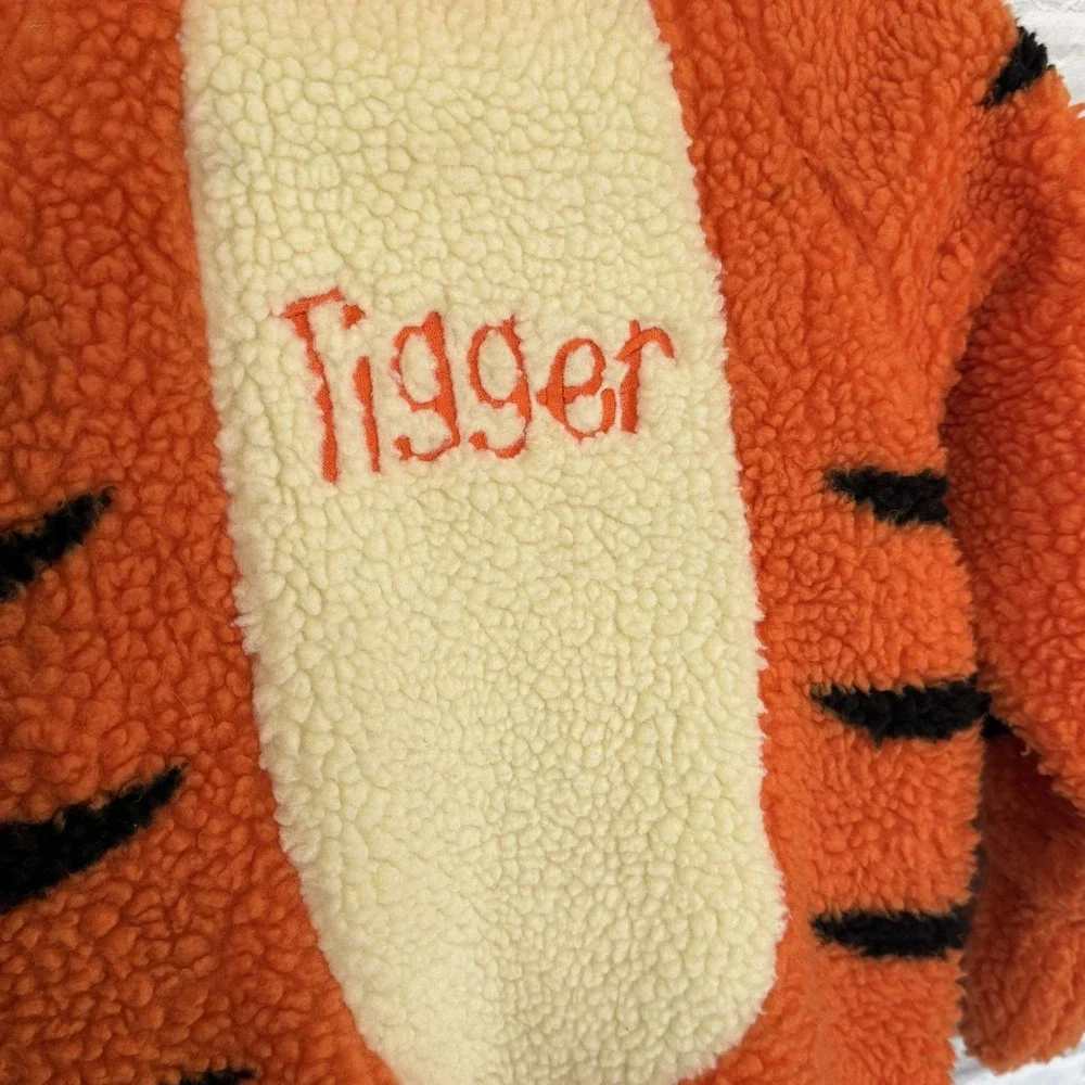 DISNEY STORE Tigger Kids Costume Size 4-6 Orange Full Body Fleece Warm Fast Ship